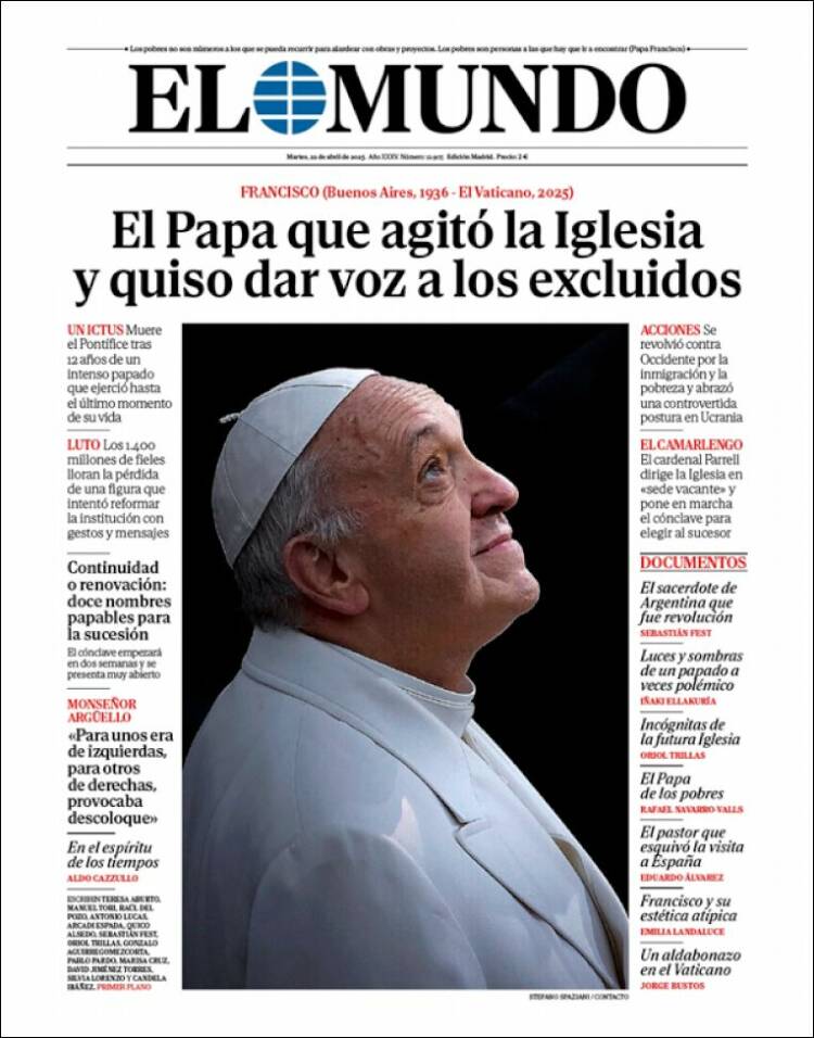 Portada de El Mundo (Espagne)