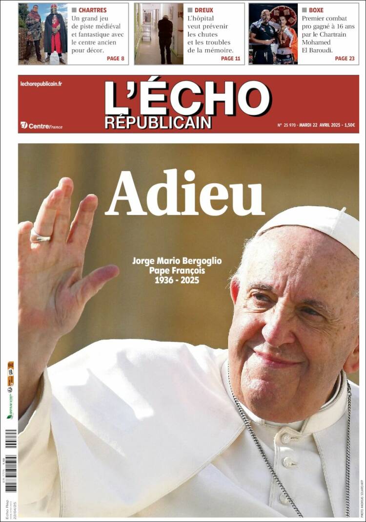 Portada de L'Echo Républicain (Francia)