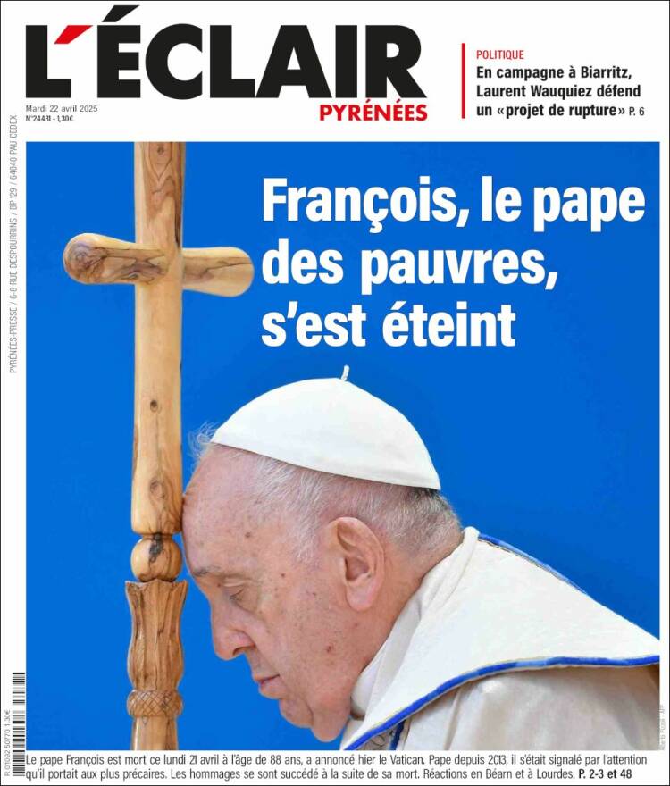Portada de L'Eclair des Pyrénées (Francia)