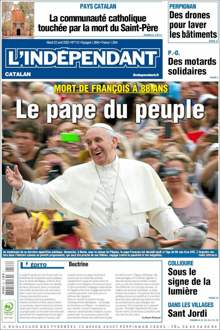 Portada de Le Indépendant (Francia)