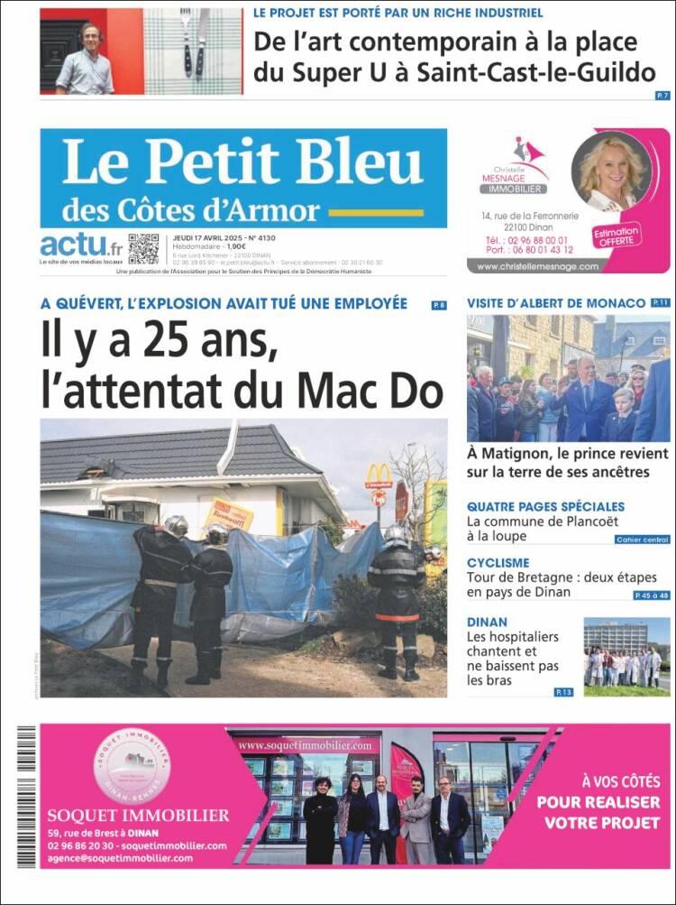 Portada de Le Petit Bleu (Francia)