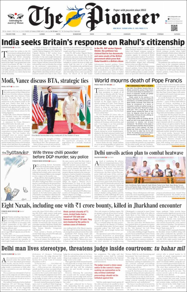 Portada de The Pioneer (India)