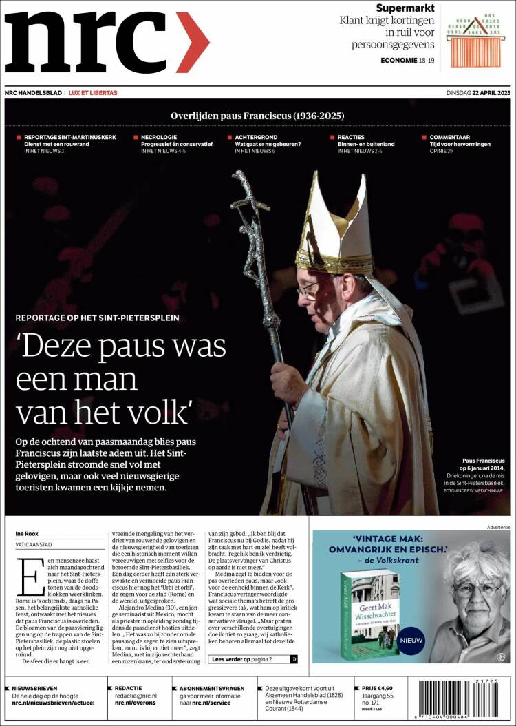 Portada de NRC Handelsblad (Pa&iacute;ses Bajos)