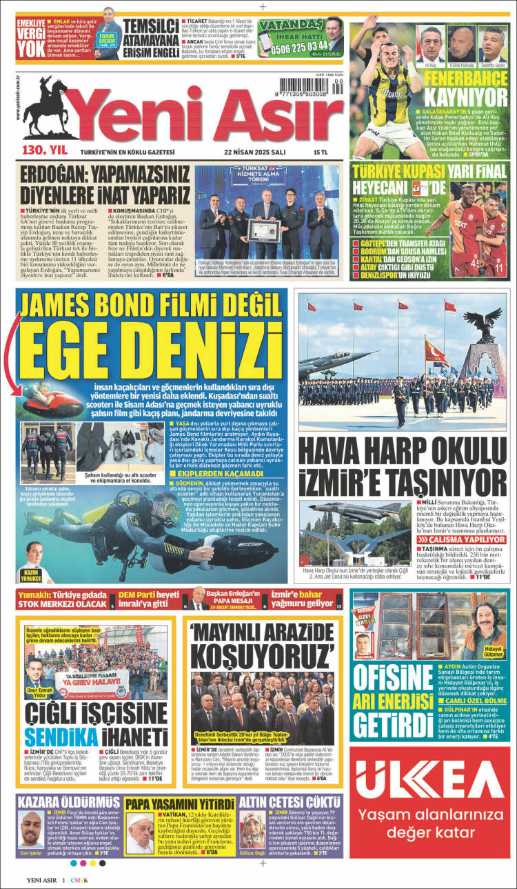 Portada de Yeni Asır (Turqu&iacute;a)