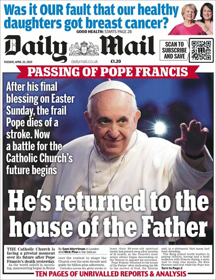 Portada de Daily Mail (Reino Unido)