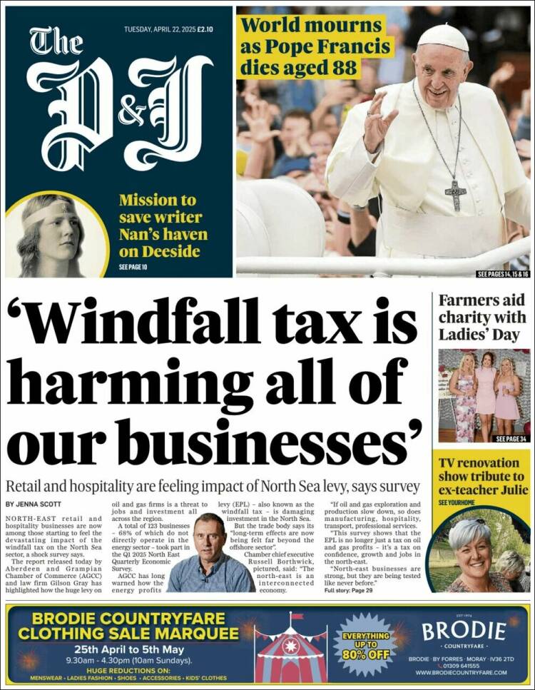 Portada de The Press and Journal (Reino Unido)