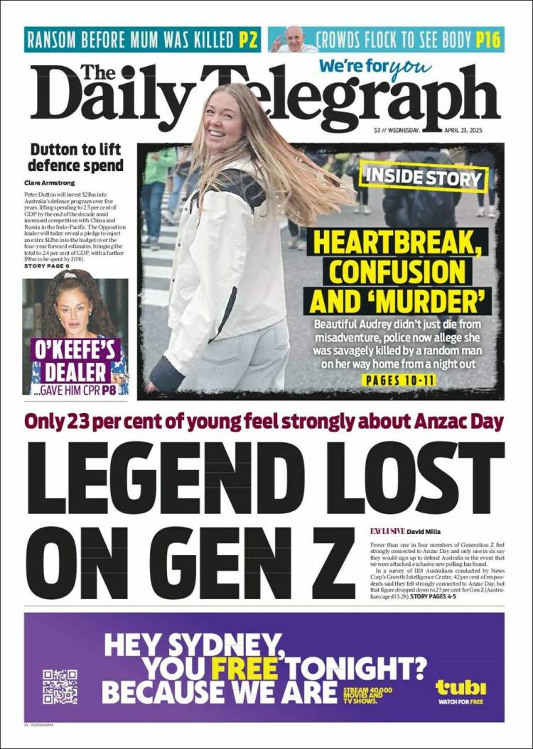 Portada de The Daily Telegraph (Australia)