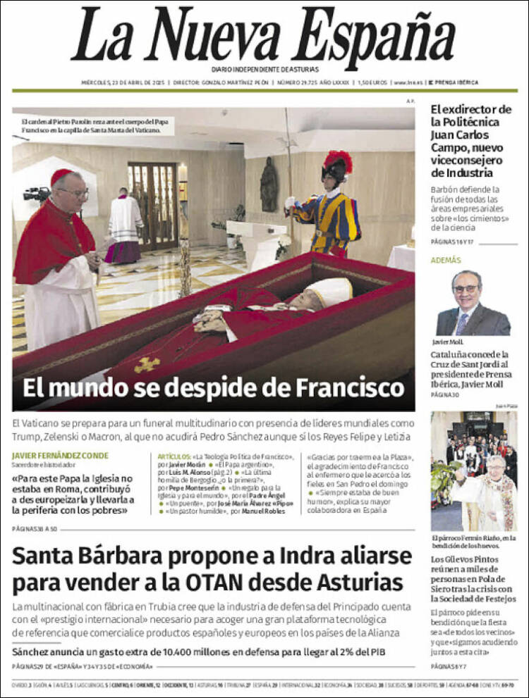 Portada de La Nueva España (España)