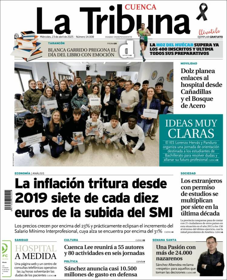 Portada de La Tribuna de Cuenca (España)