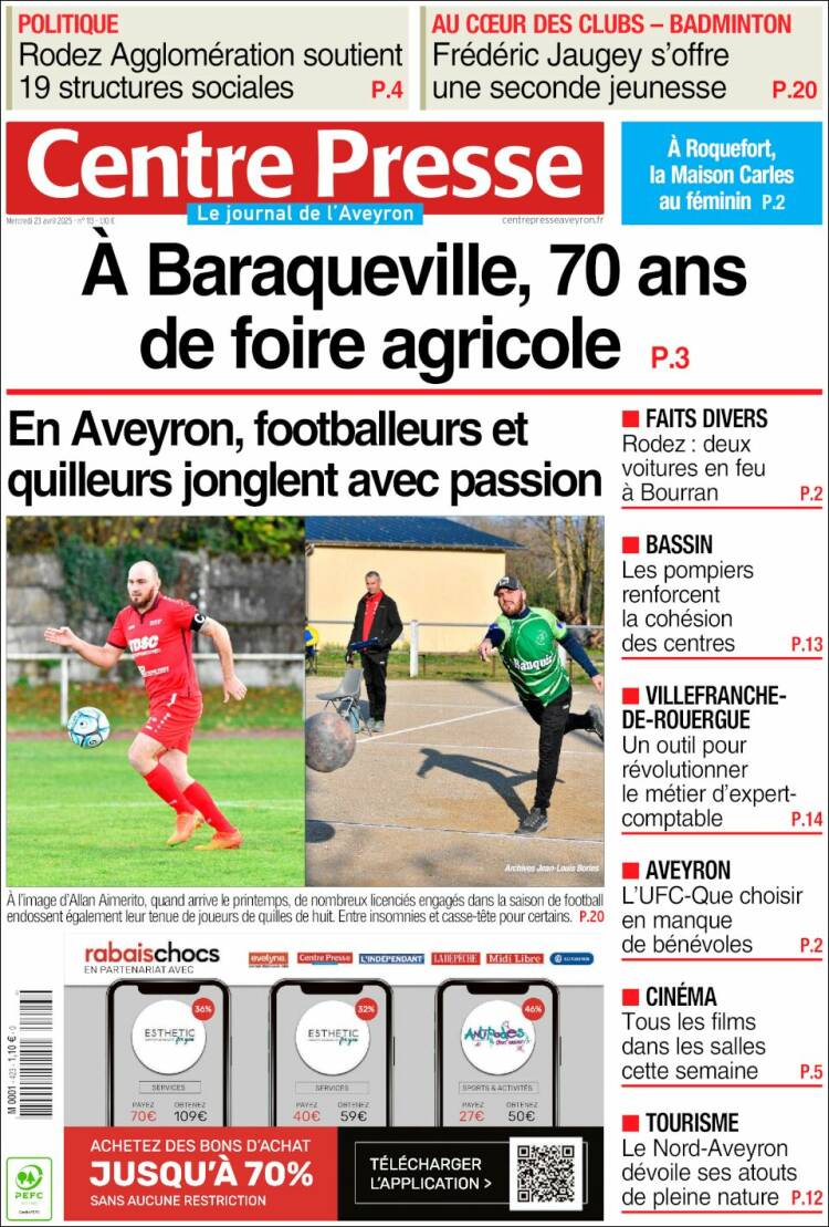 Portada de Centre Presse (Francia)