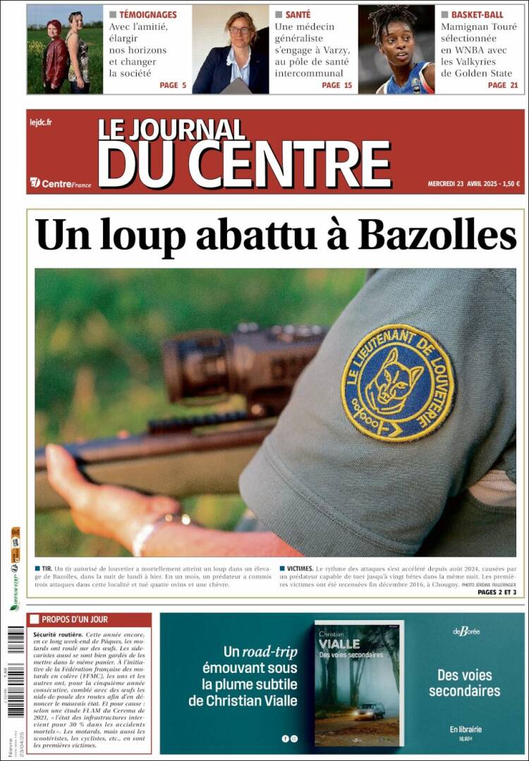 Portada de Le Journal du Centre (Francia)