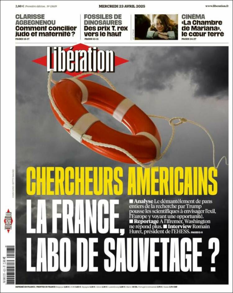 Portada de Libération (Francia)