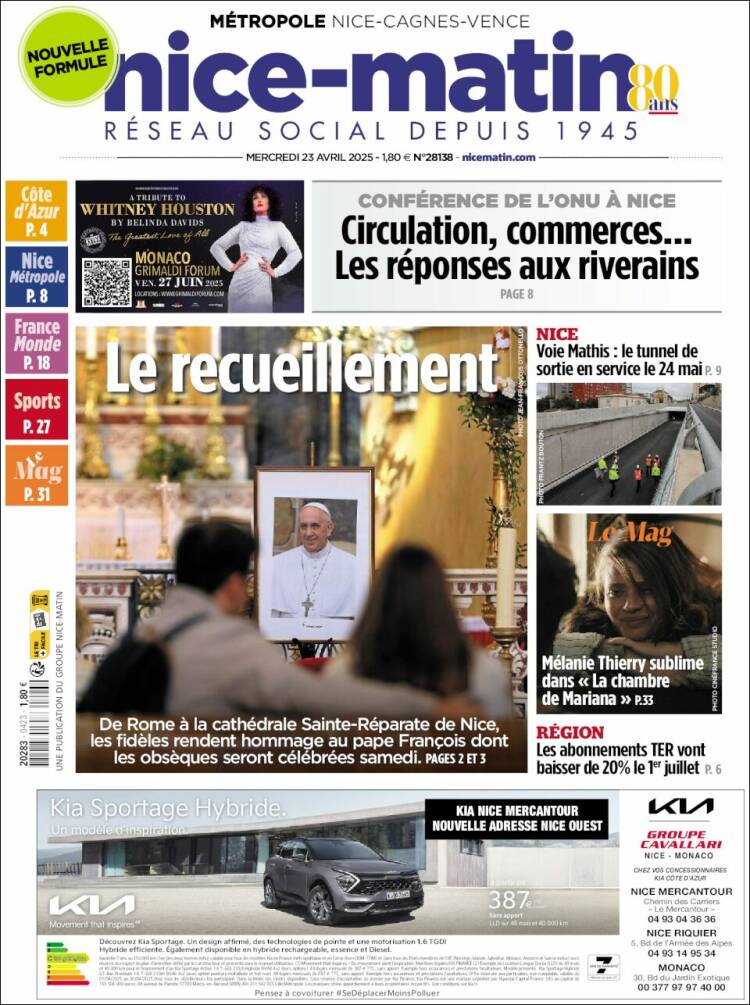 Portada de Nice-Matin (Francia)
