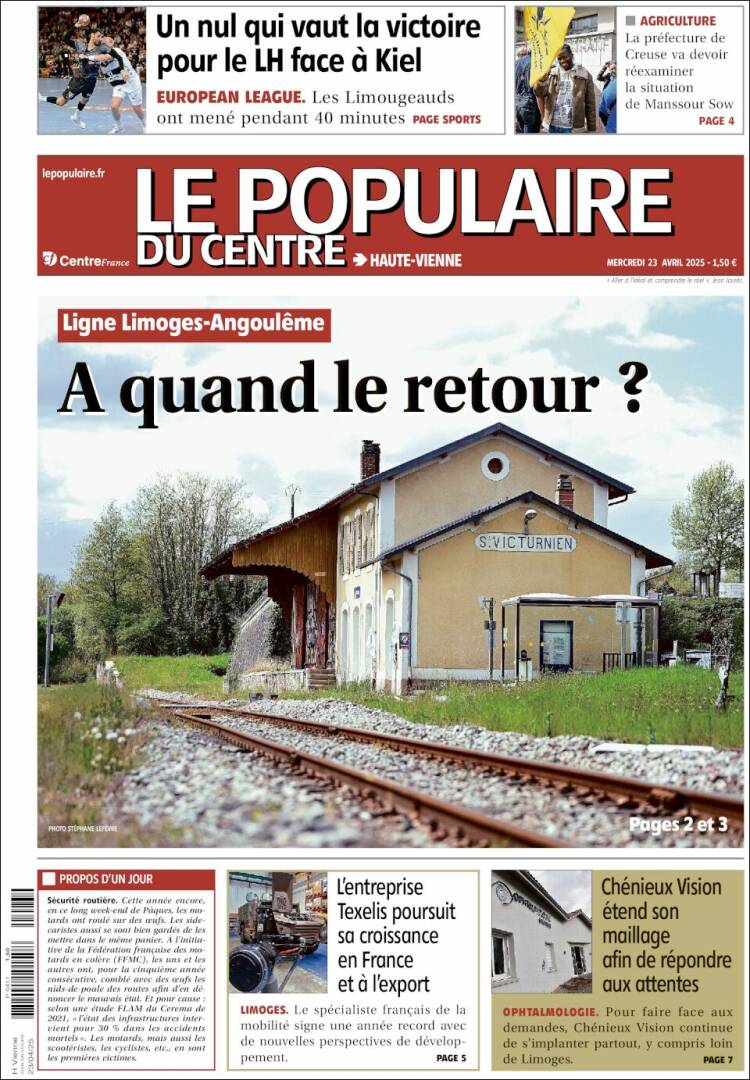 Portada de Le Populaire du Centre (Francia)