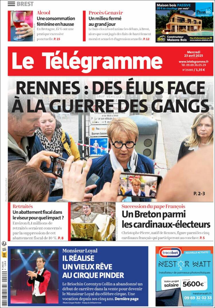 Portada de Télégramme (Francia)