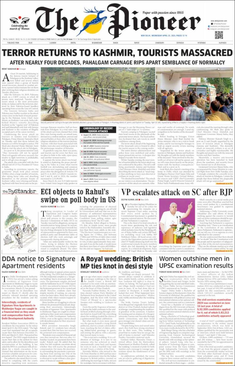 Portada de The Pioneer (India)