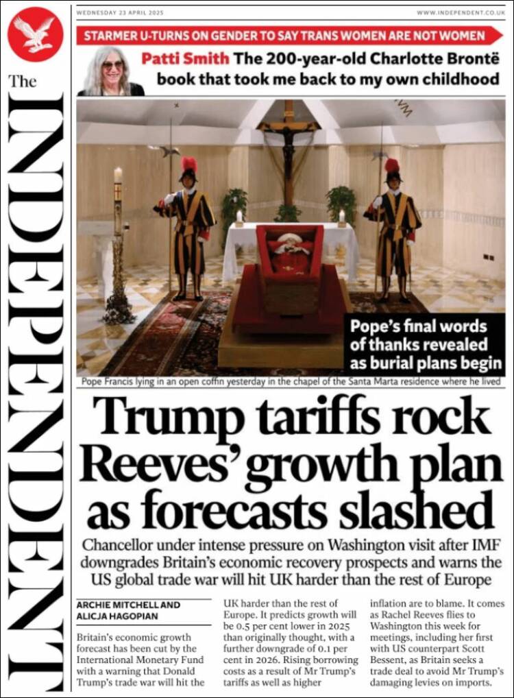 Portada de The Independent (Reino Unido)