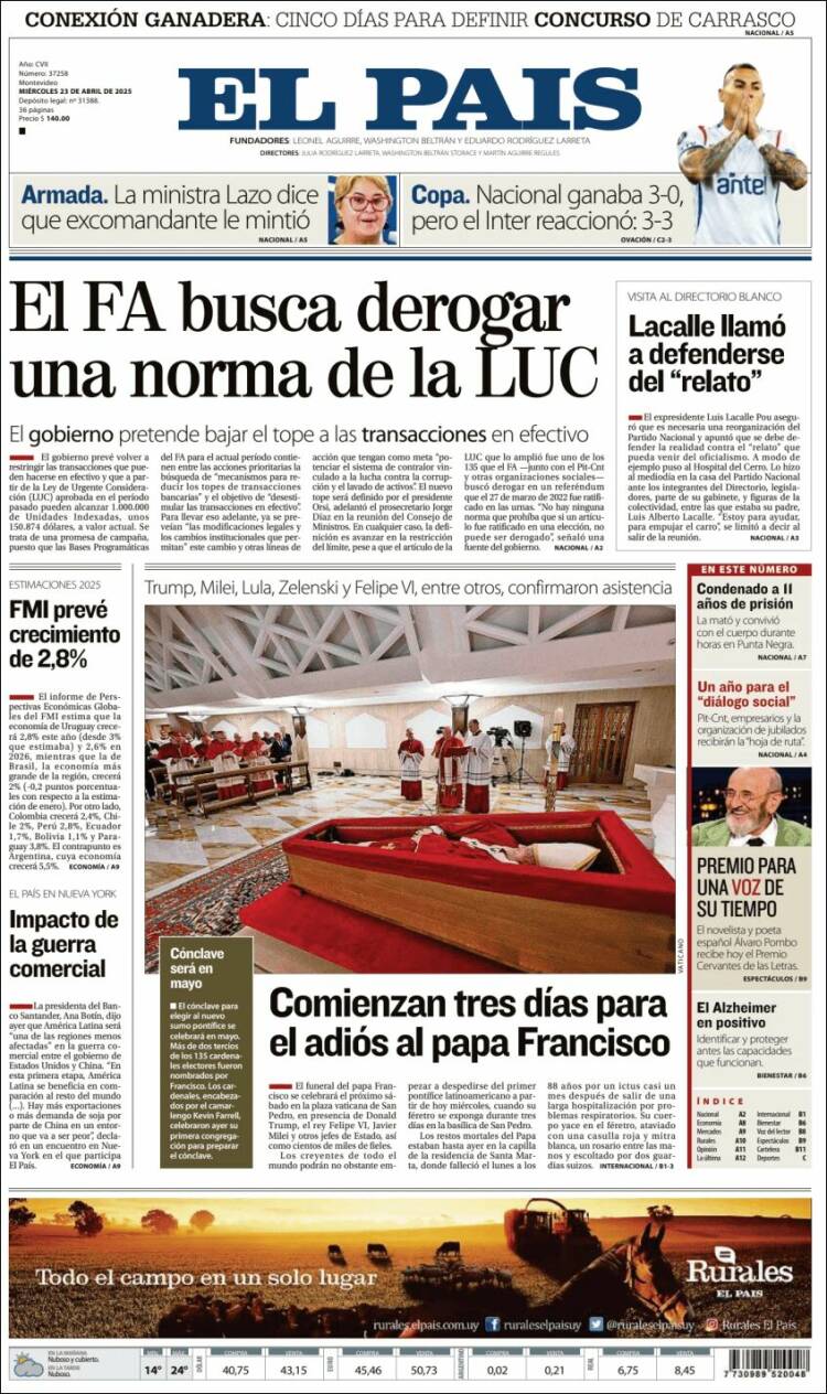 Portada de El País (Uruguay)