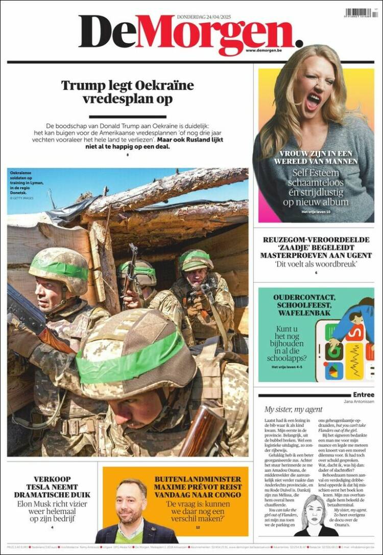 Portada de De Morgen (B&eacute;lgica)