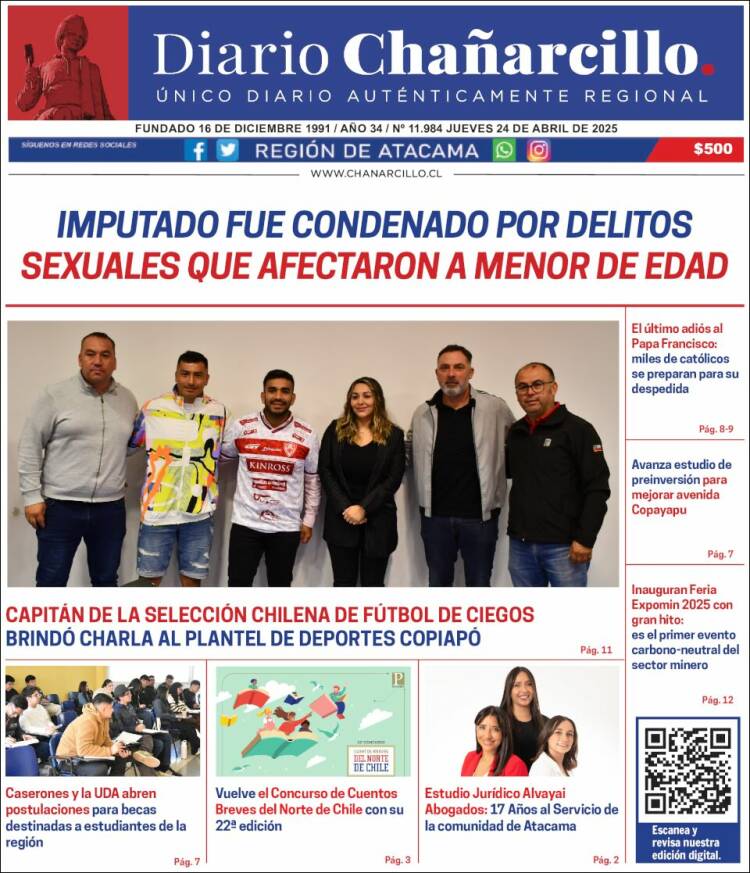 Portada de Diario Chañarcillo (Chile)