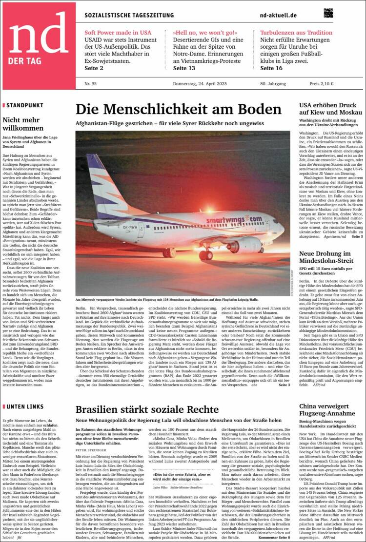 Portada de Neues Deutschland (Germany)