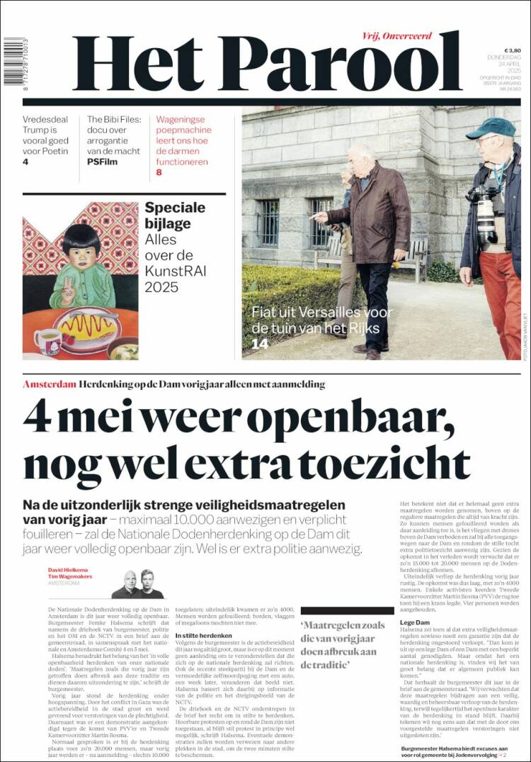 Portada de Het Parool (Pa&iacute;ses Bajos)