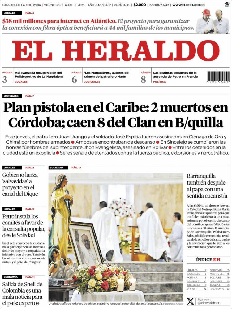 Portada de El Heraldo (Colombia)