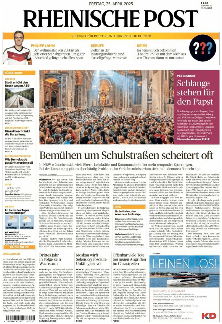 Portada de Rheinische Post (Alemania)