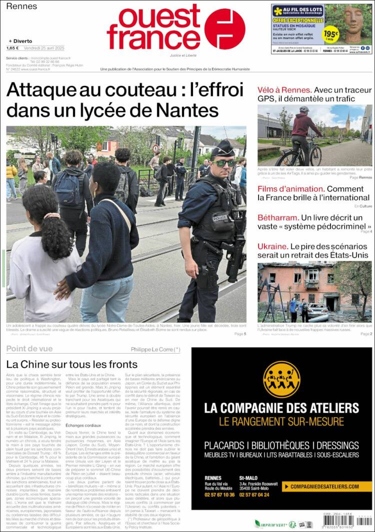 Portada de Ouest France (Francia)
