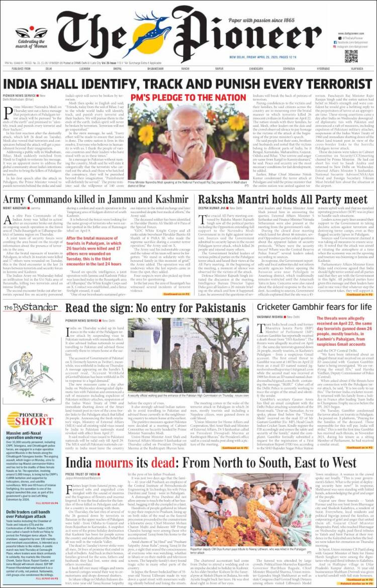 Portada de The Pioneer (India)