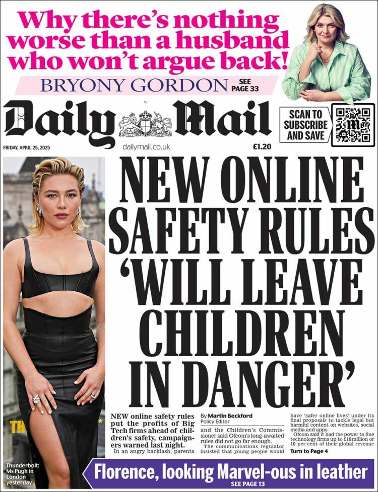 Portada de Daily Mail (Reino Unido)