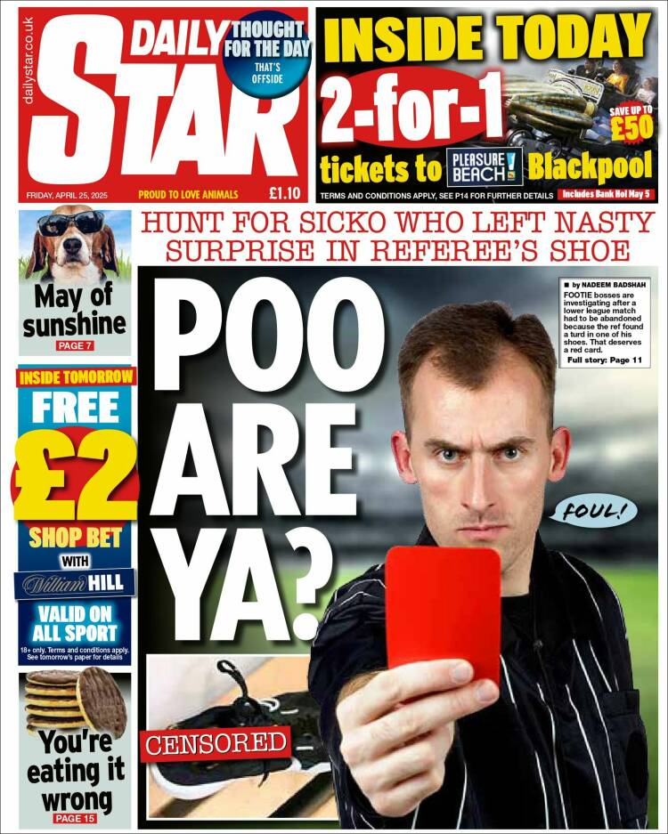 Portada de Daily Star (Reino Unido)