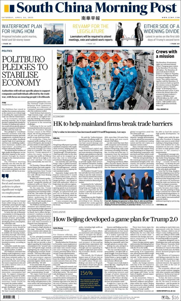 Portada de South China Morning Post (China)