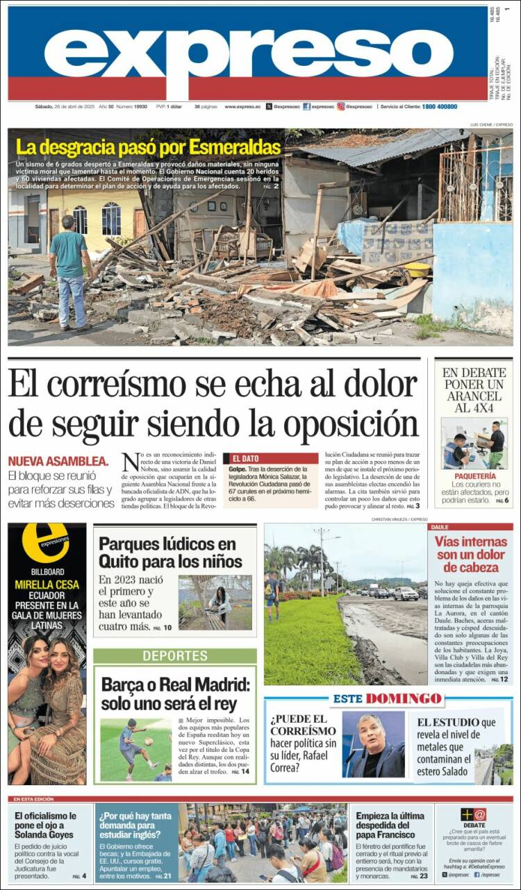 Portada de Expreso (Ecuador)