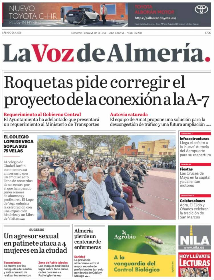 Portada de La Voz de Almería (España)