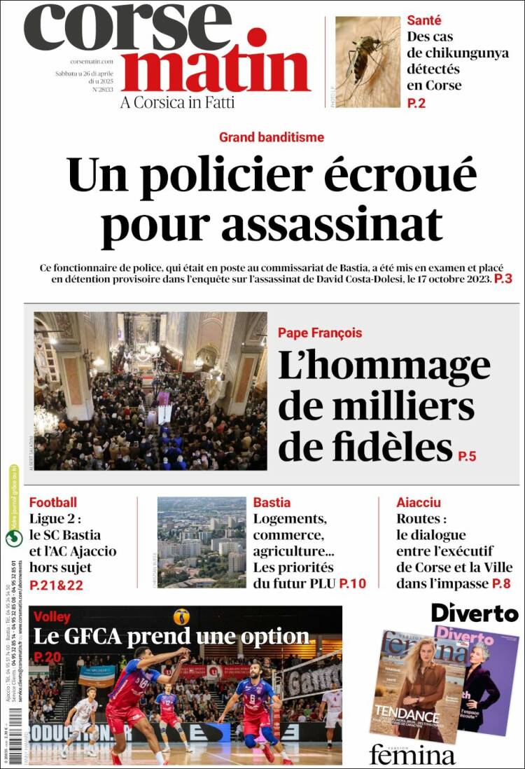 Portada de Corse-Matin (Francia)