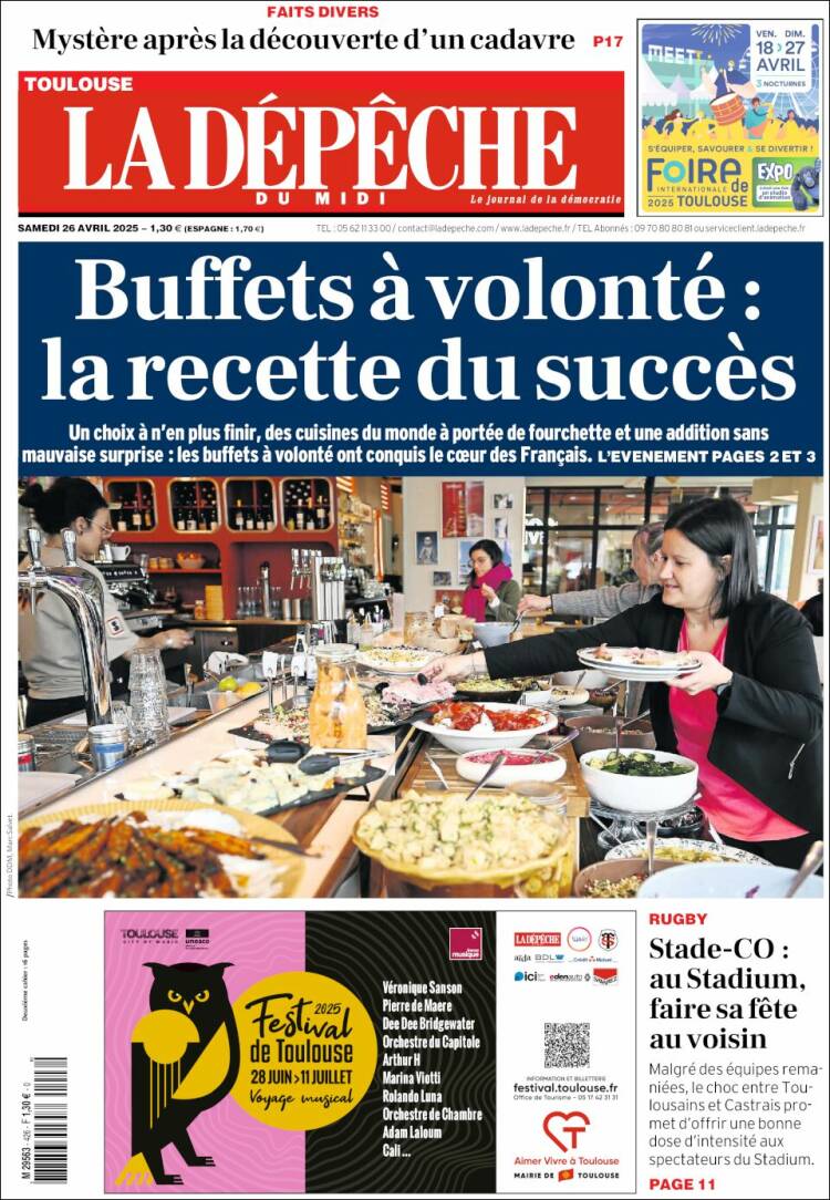 Portada de La Dépêche du Midi (Francia)