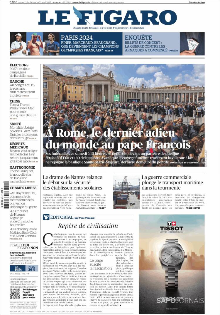 Portada de Le Figaro (Francia)