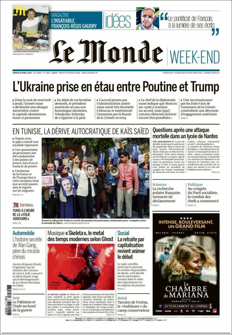 Portada de Le Monde (Francia)