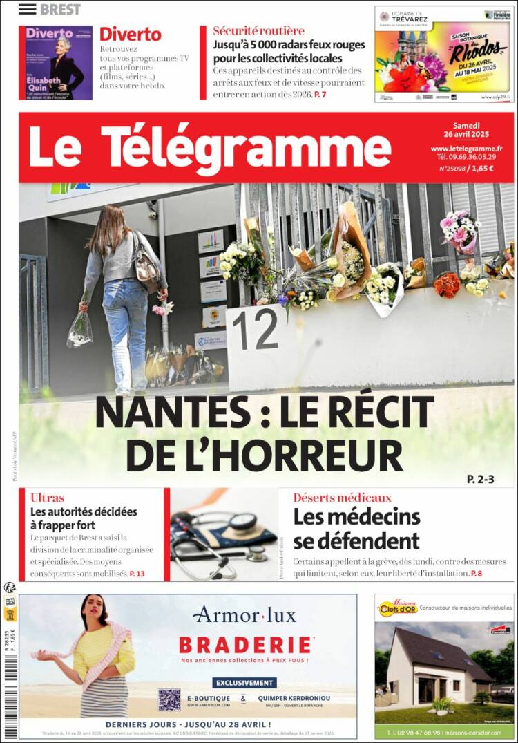 Portada de Télégramme (Francia)