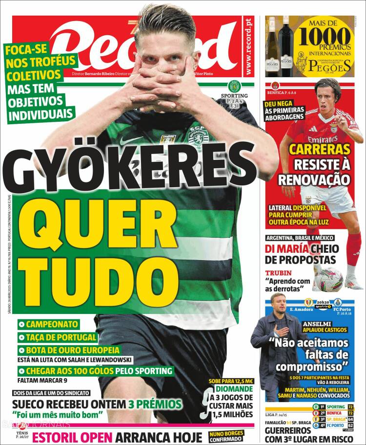 Portada de Jornal de Negócios (Portugal)