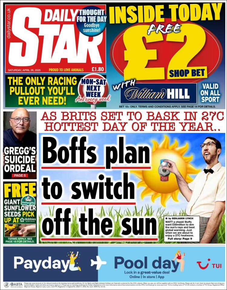 Portada de Daily Star (Reino Unido)