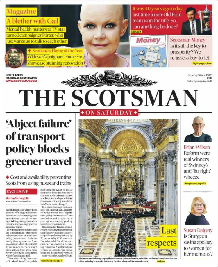 Portada de The Scotsman (Reino Unido)