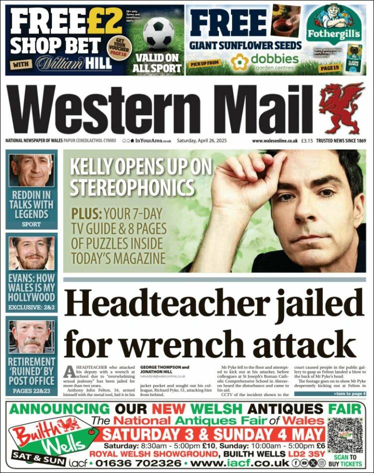 Portada de Western Mail (Reino Unido)