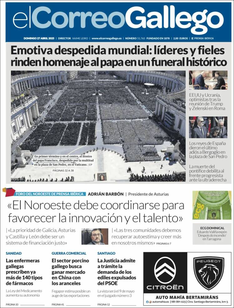 Portada de El Correo Gallego (España)
