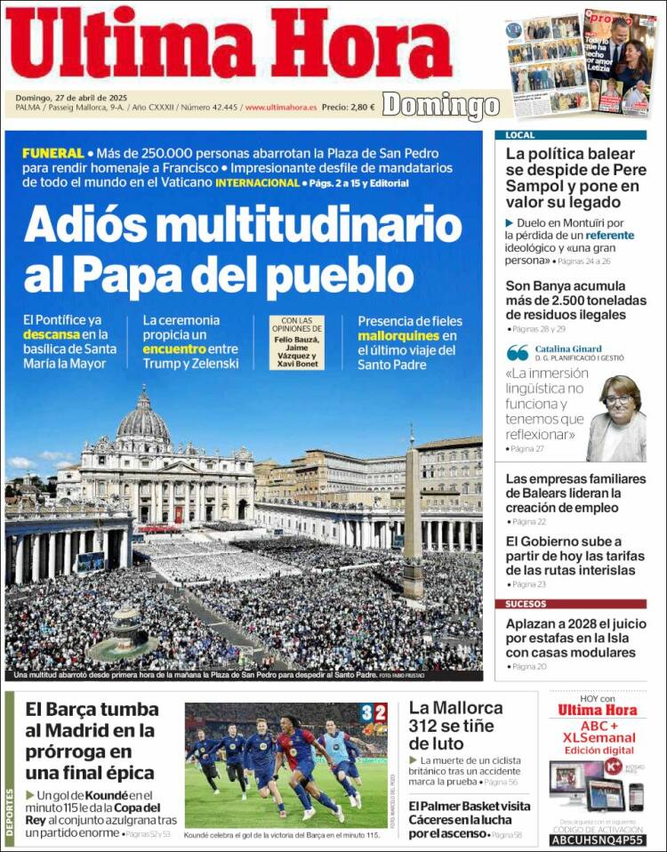 Portada de Última Hora (España)