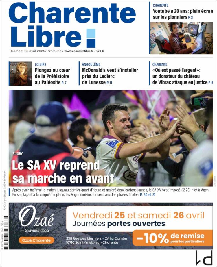 Portada de Charente Libre (Francia)