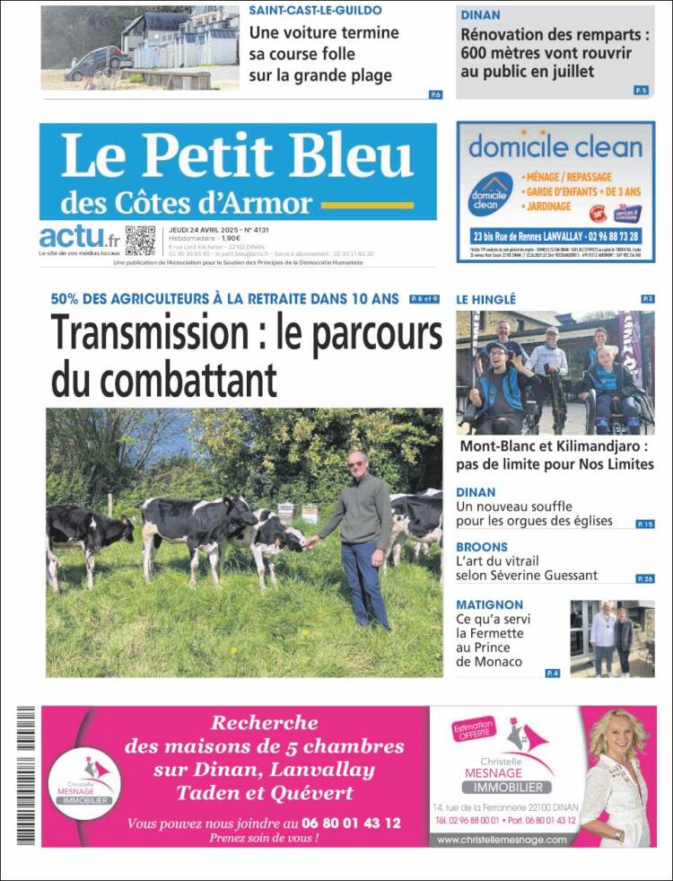 Portada de Le Petit Bleu (Francia)