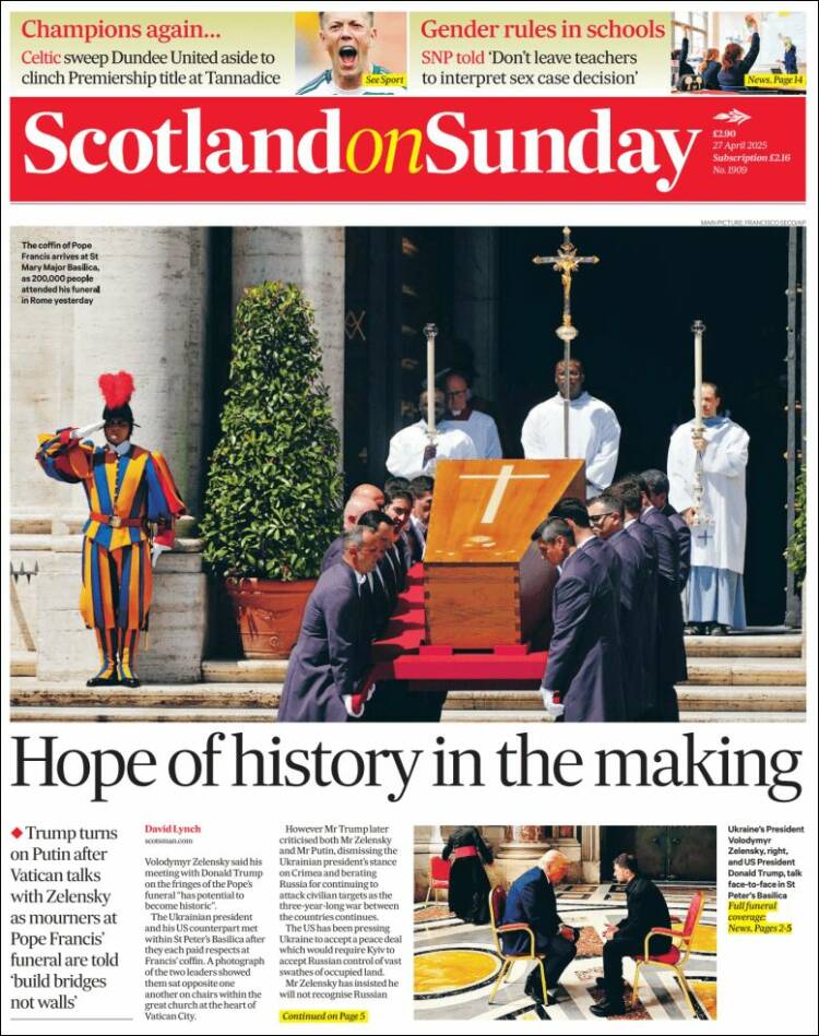 Portada de The Scotsman (Reino Unido)