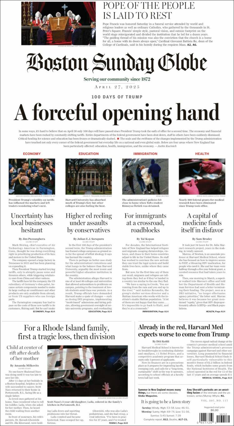Portada de Boston Globe (États-Unis)